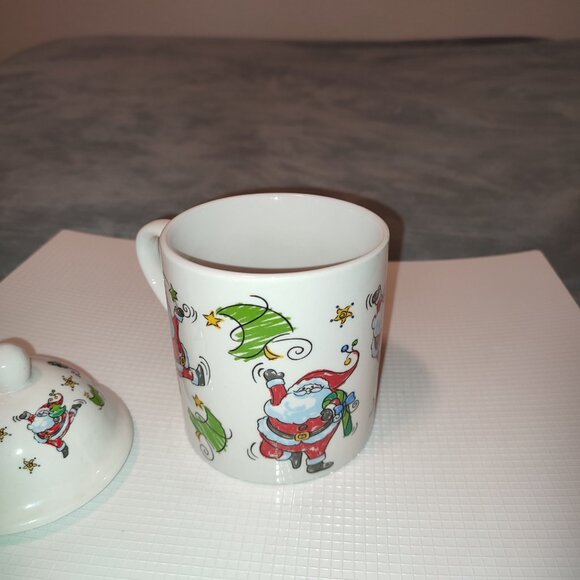 Santa Christmas Mug with Lid Tea Coffee Chocolate Candy MSI Vintage Ceramic - Picture 10 of 11
